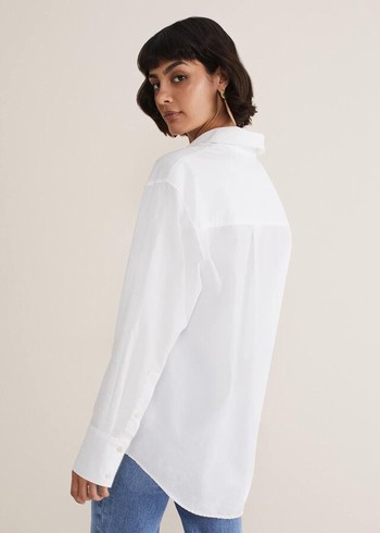 Phase Eight White Cotton Oversized Shirts White Australia | EA4539076